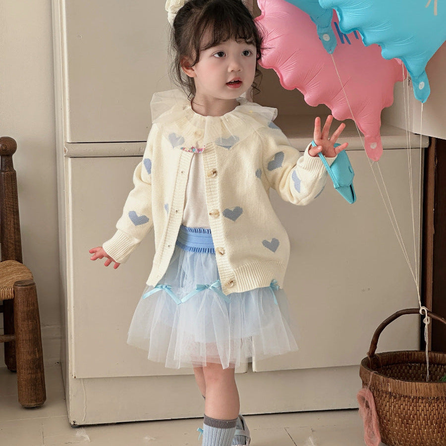 90-140】ハート柄ニットカーディガン｜ELMO-こども服エルモ- – こども  
