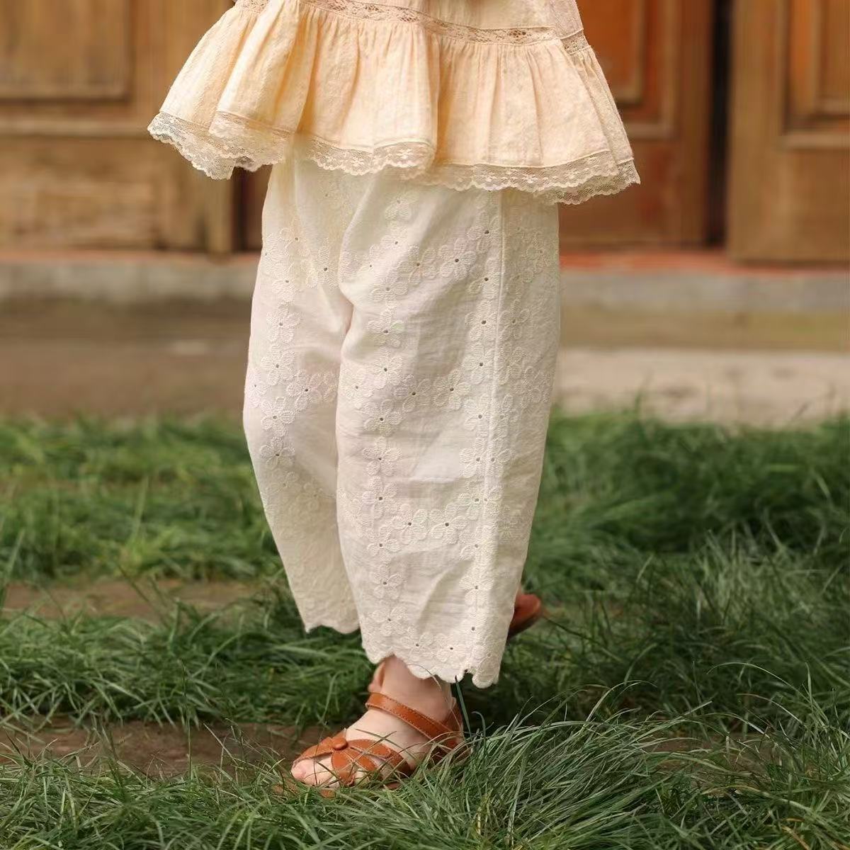 90-140】フラワー刺繍ロングパンツ｜ELMO-こども服エルモ- – こども服ELMO