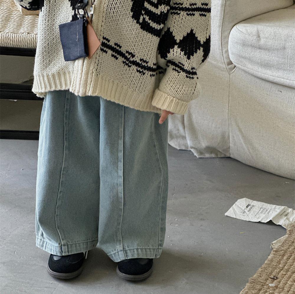 90-140】ストレートワイドデニムパンツ｜ELMO-こども服エルモ 