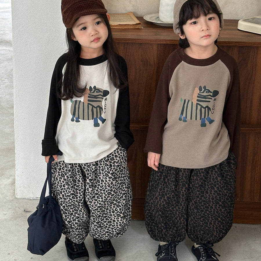 80-140】レオパード柄リラックスパンツ｜ELMO-こども服エルモ