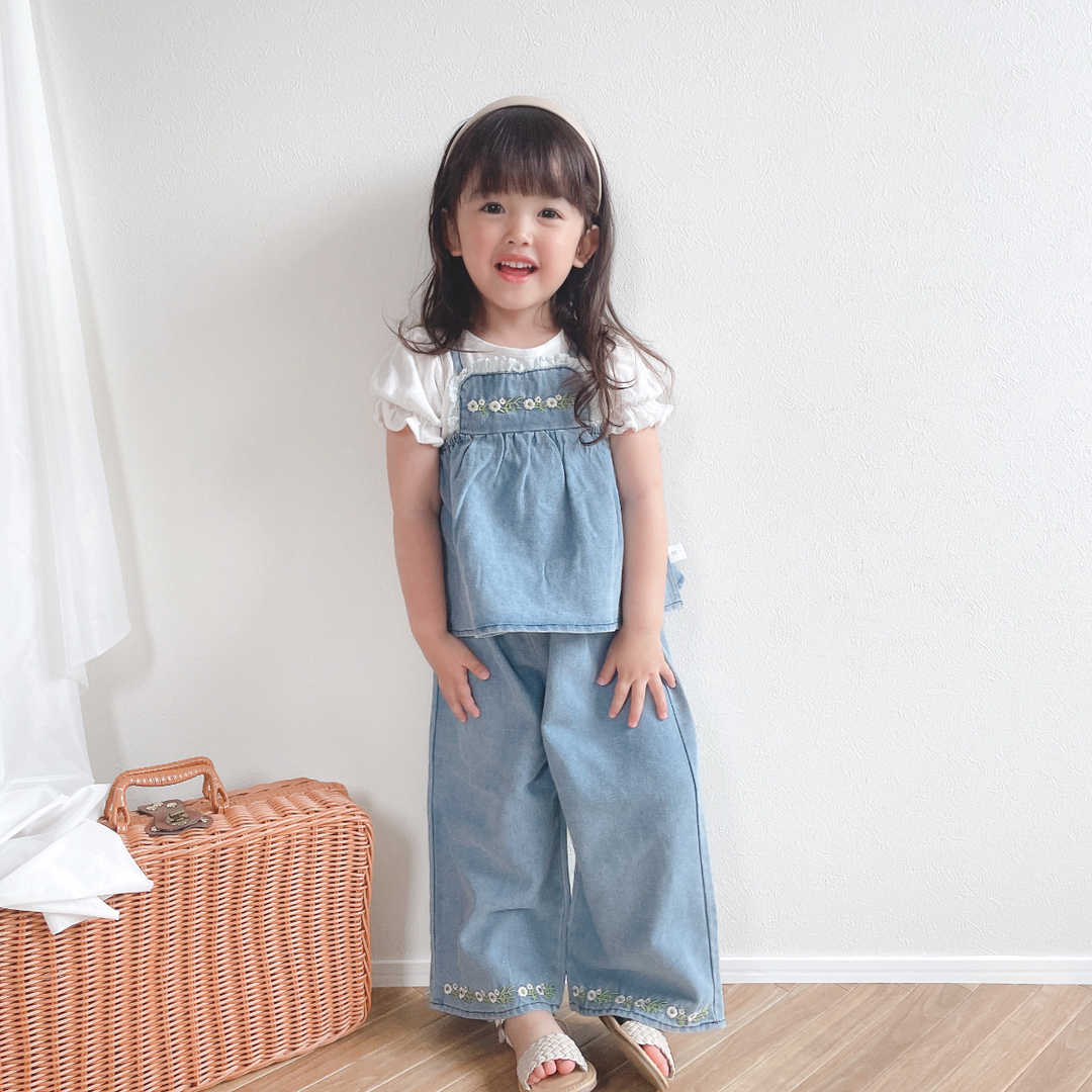 ガーリーなディテールが詰まった、今っぽナチュラルデニムセット♡