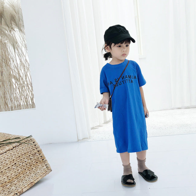 【100-130】バックデザインTシャツワンピース
