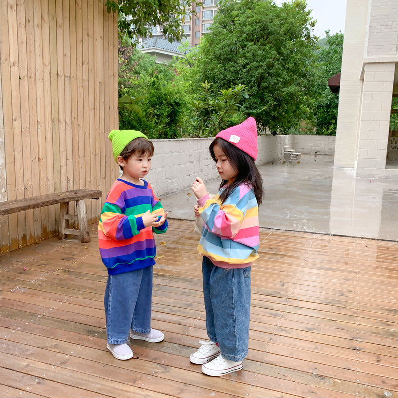 【80-130】カラフルボーダープルオーバー