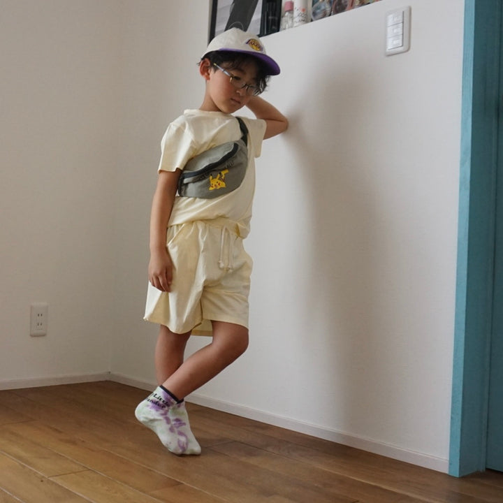 【90-150】シンプルカラーTシャツ×ハーフパンツセット