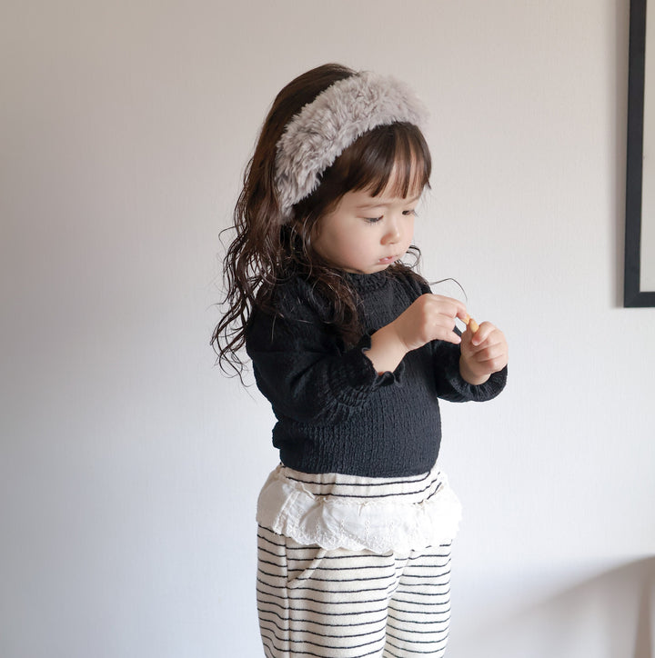 【80-130】ヒップレースボーダー柄パンツ