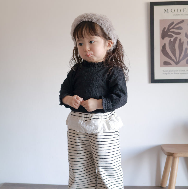 【80-130】ヒップレースボーダー柄パンツ