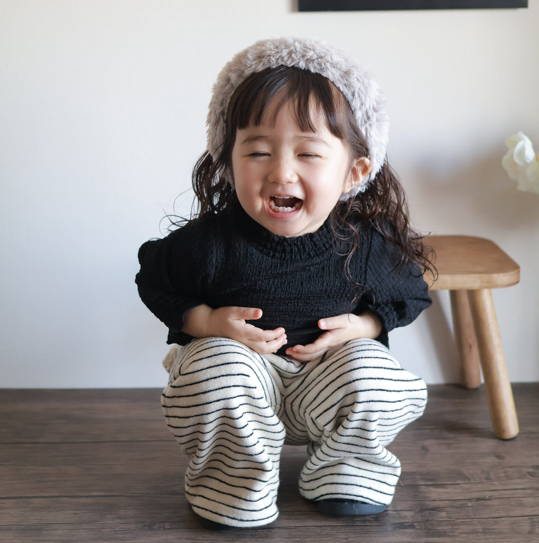 【80-130】ヒップレースボーダー柄パンツ