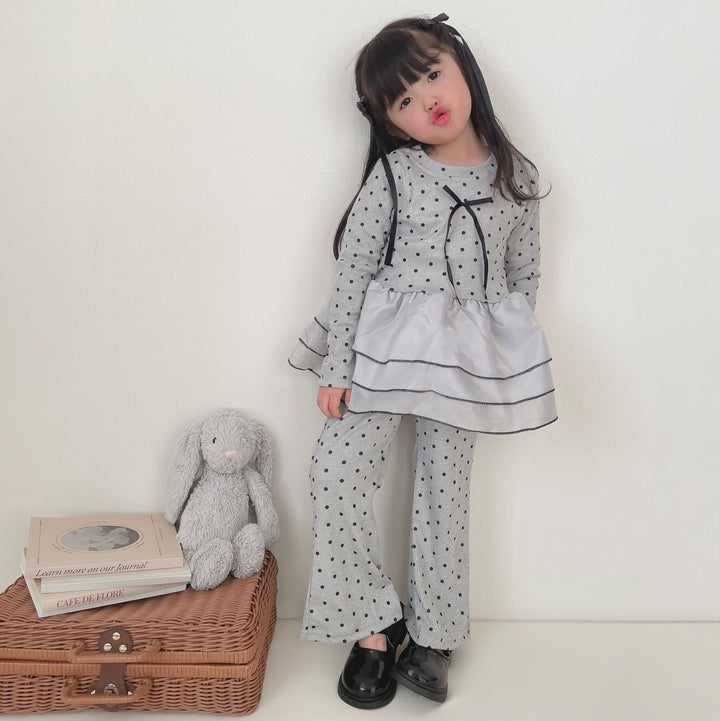 【90-140】チュールヘムドット柄セットアップ