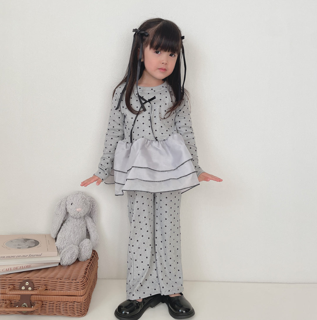 【90-140】チュールヘムドット柄セットアップ