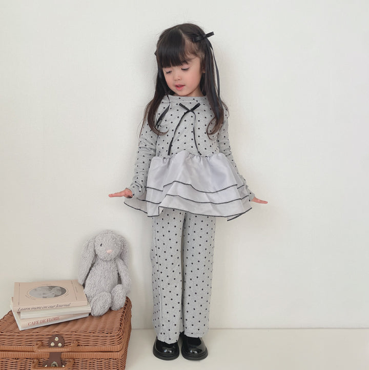 【90-140】チュールヘムドット柄セットアップ