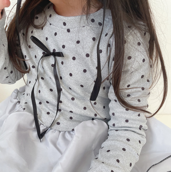 【90-140】チュールヘムドット柄セットアップ