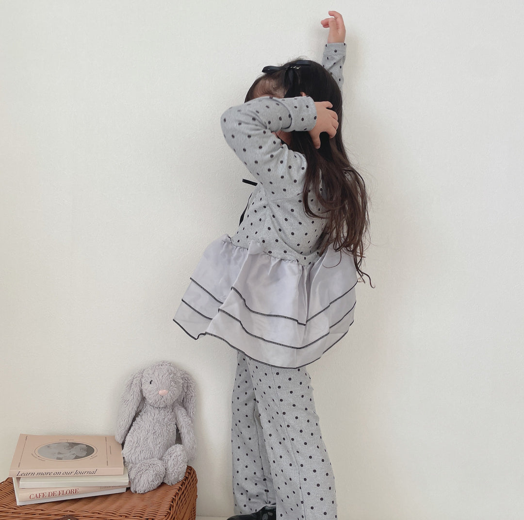 【90-140】チュールヘムドット柄セットアップ