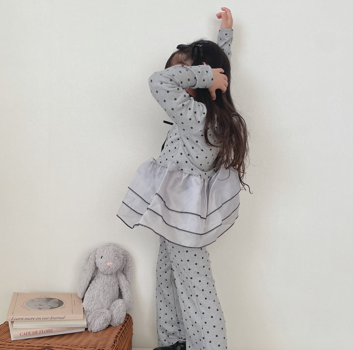 【90-140】チュールヘムドット柄セットアップ