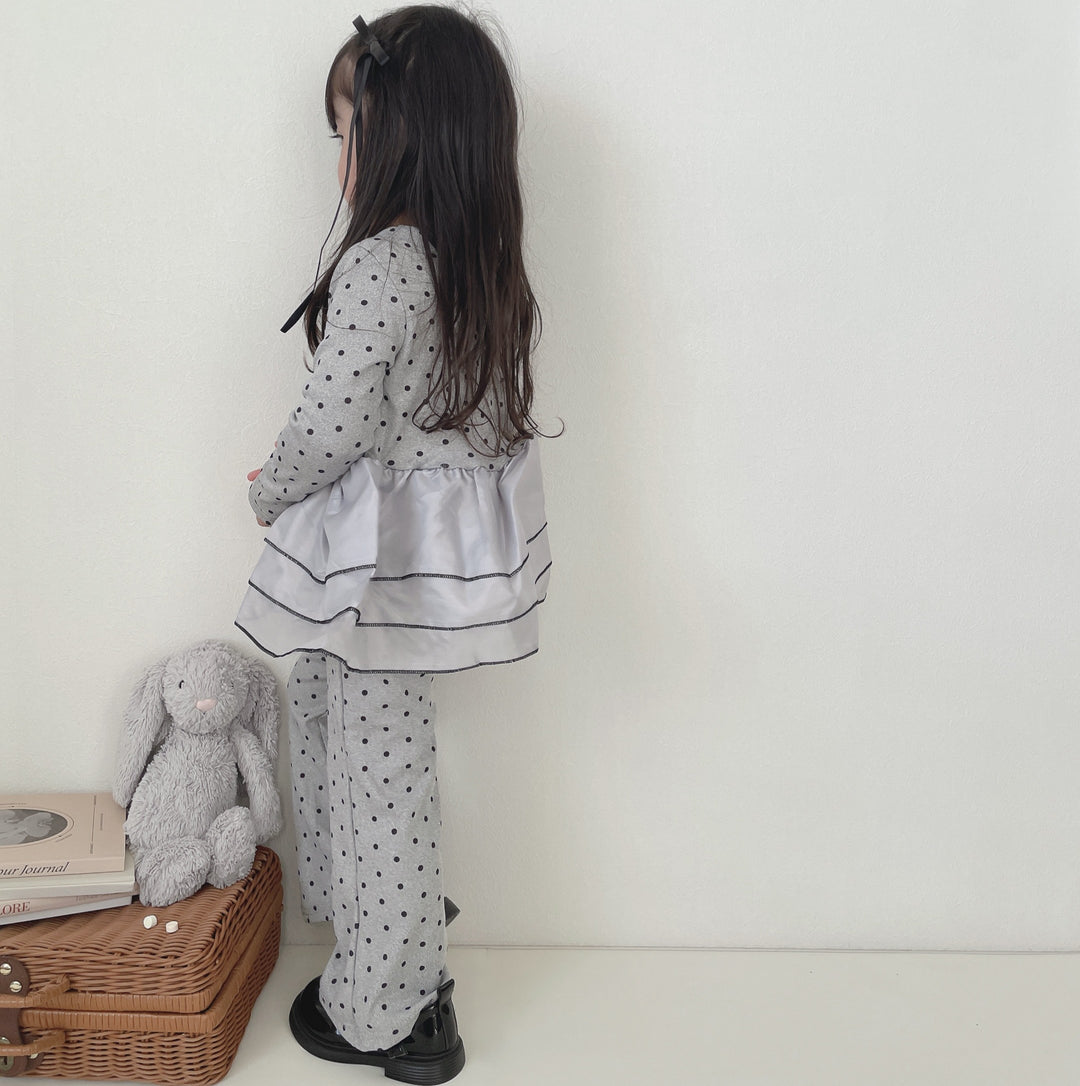 【90-140】チュールヘムドット柄セットアップ