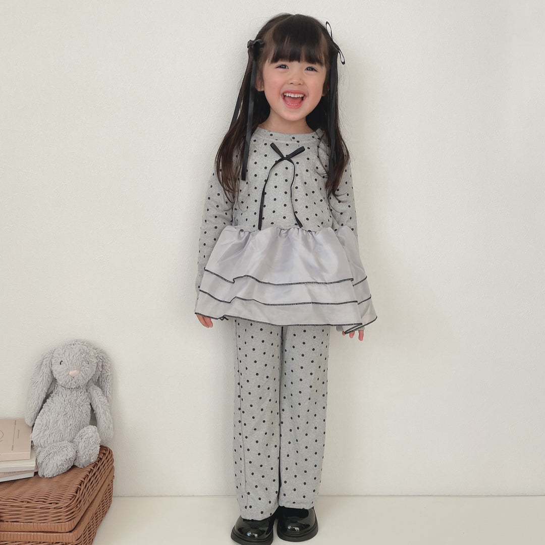 【90-140】チュールヘムドット柄セットアップ