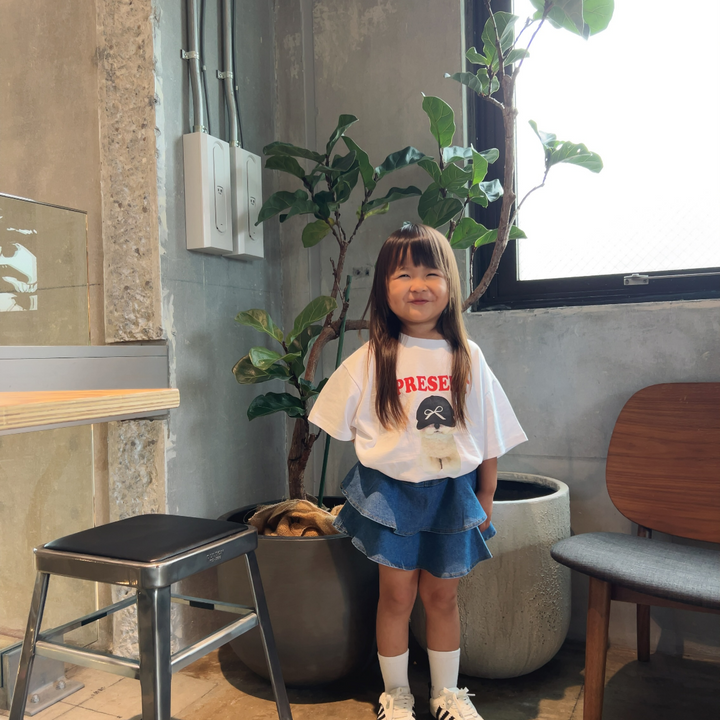【100-150】ティアードデニムミニスカート