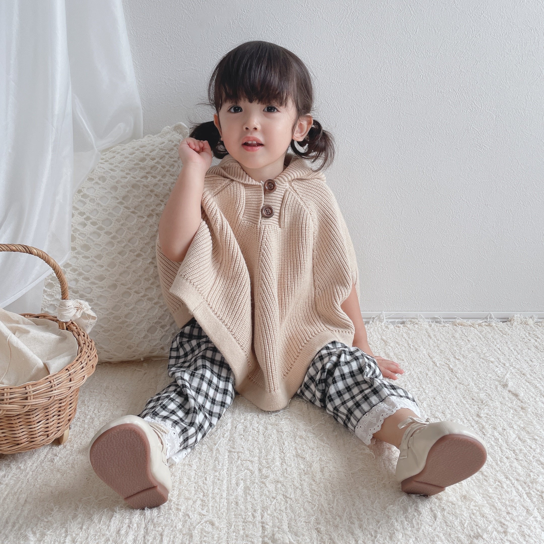 90-130】フーディーニットポンチョ｜ELMO-こども服エルモ- – こども服ELMO