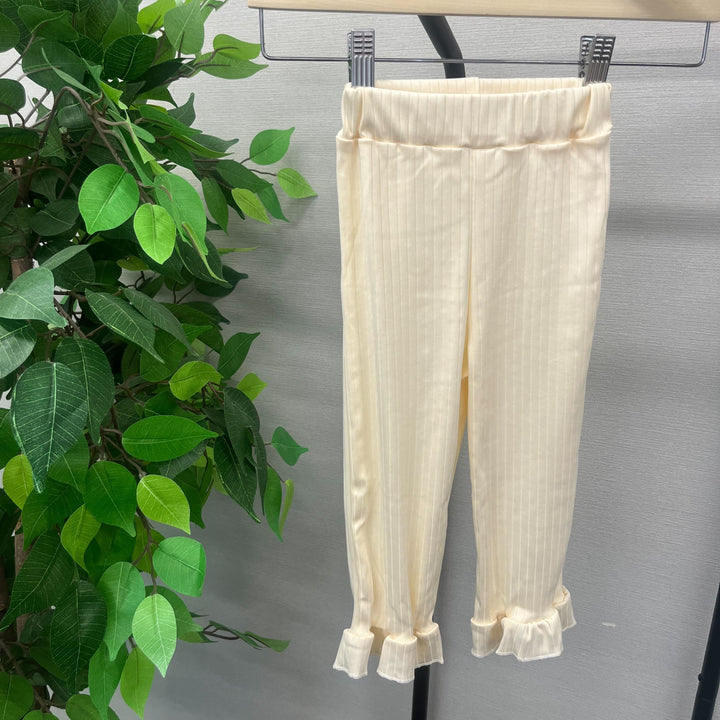 【即納※3-5営業日程度で発送予定】【サイズ：100】フリルヘムリブセットアップ