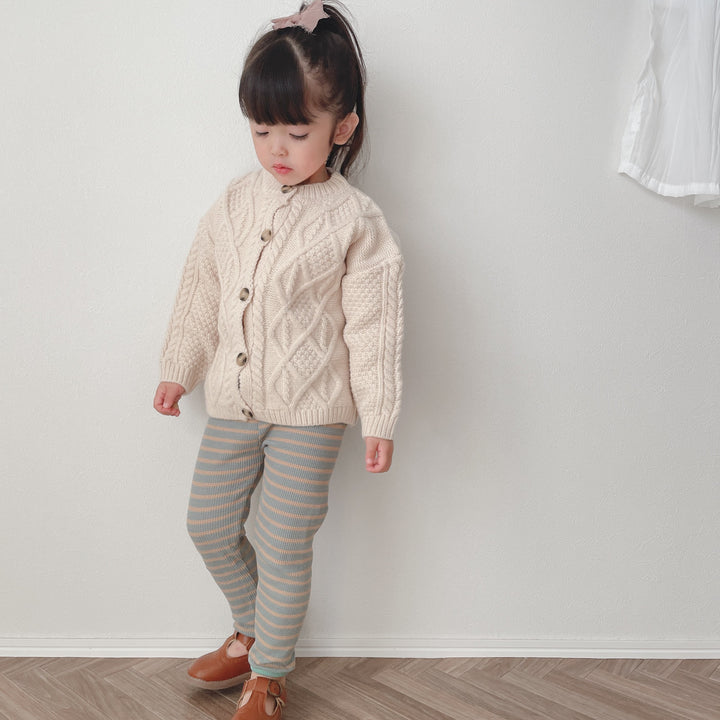 【90-140】シンプルケーブルニットカーディガン