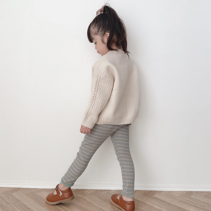 【90-140】シンプルケーブルニットカーディガン