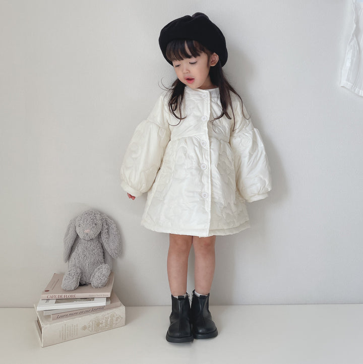 【90-130】フラワーキルティングロングコート