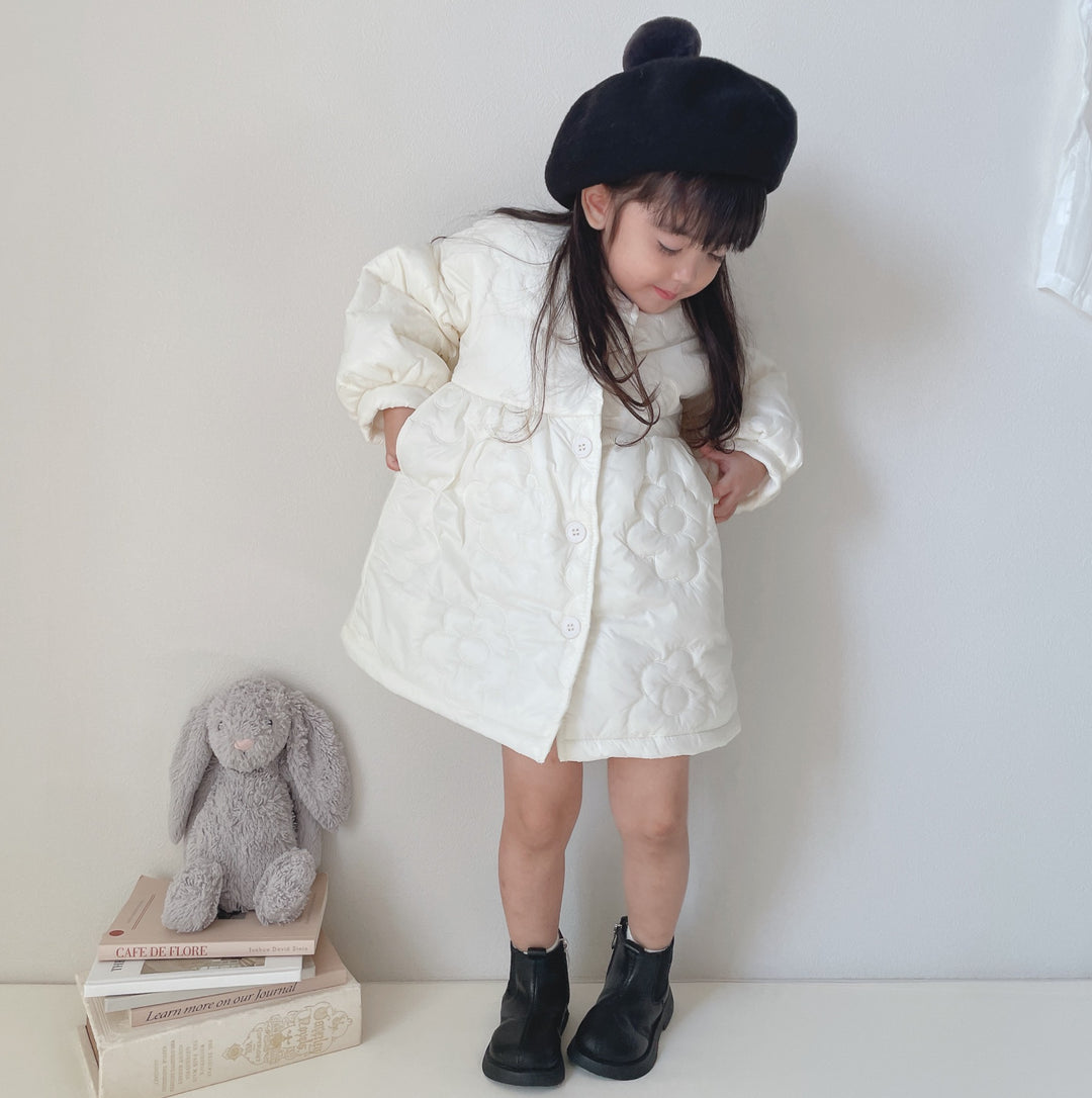 【90-130】フラワーキルティングロングコート