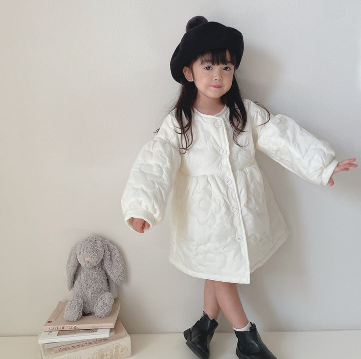 【90-130】フラワーキルティングロングコート