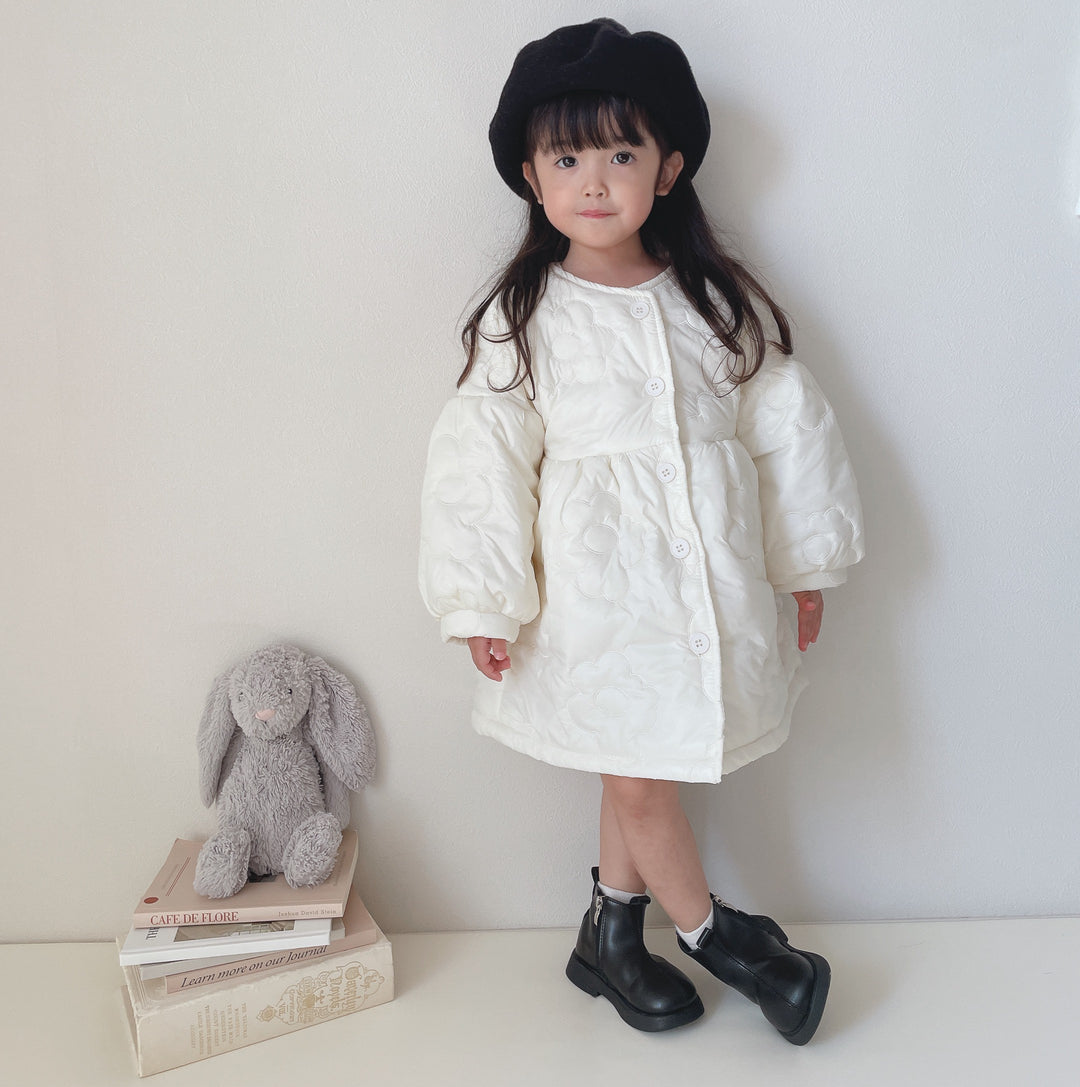 【90-130】フラワーキルティングロングコート