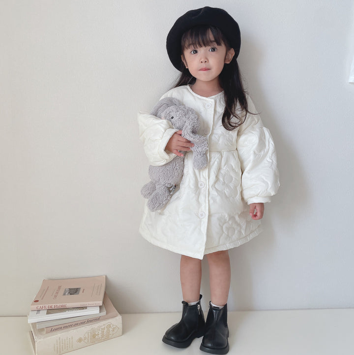 【90-130】フラワーキルティングロングコート