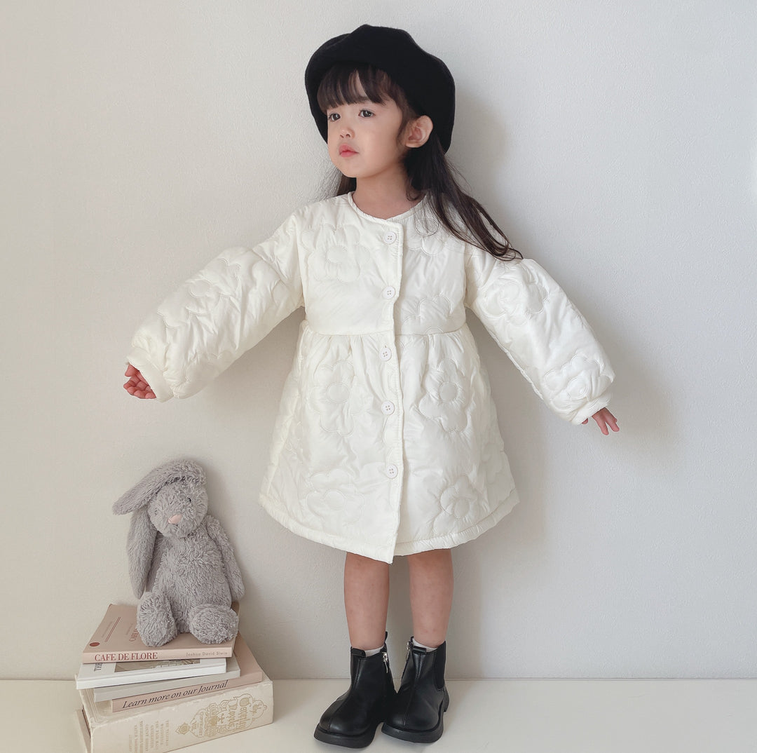 【90-130】フラワーキルティングロングコート