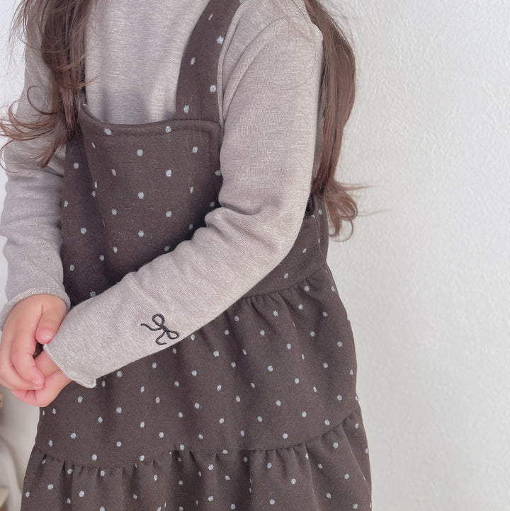 【90-150】ドット柄ティアードジャンパースカート