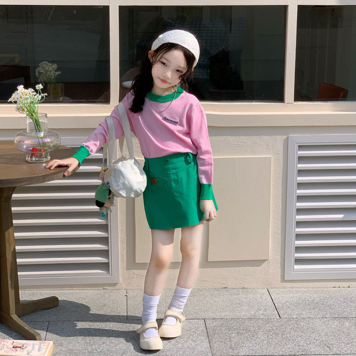 【90-140】バイカラー長袖プルオーバー