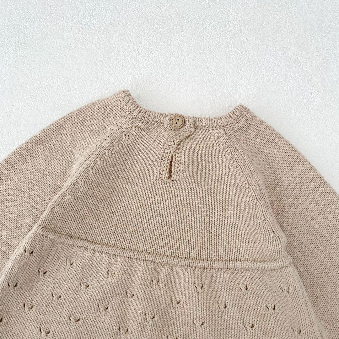 【73-90】シンプルニット長袖ロンパース