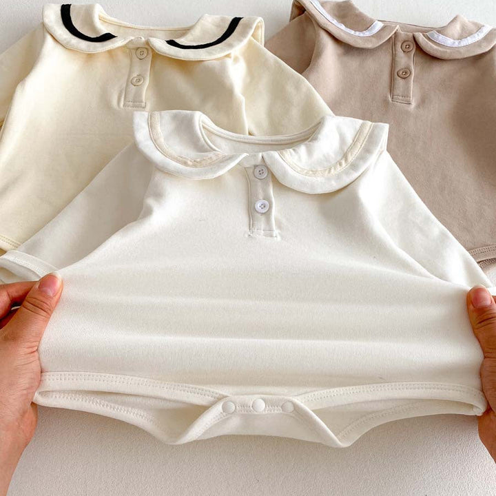 【73-90】ラウンドカラー長袖ロンパース