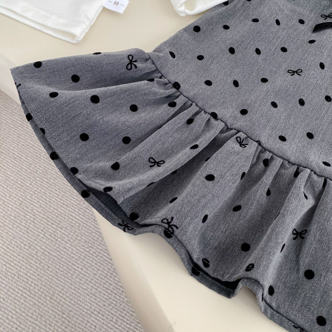 【73-120】リボン＆ドット柄ジャンパースカート