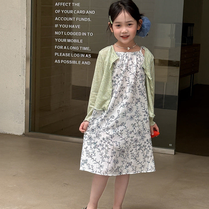 【100-150】ボタニカル柄キャミソールワンピース