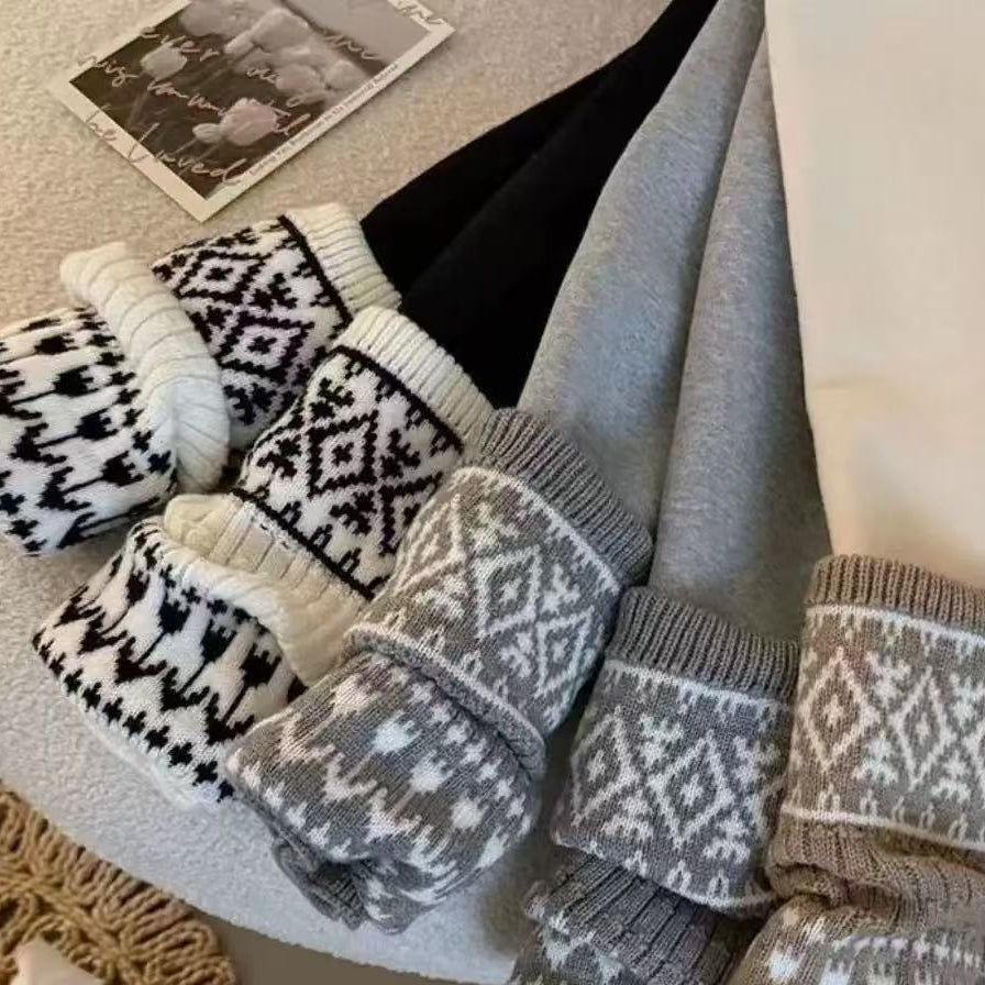 【90-140】フェアアイル柄レッグウォーマー風レギンス