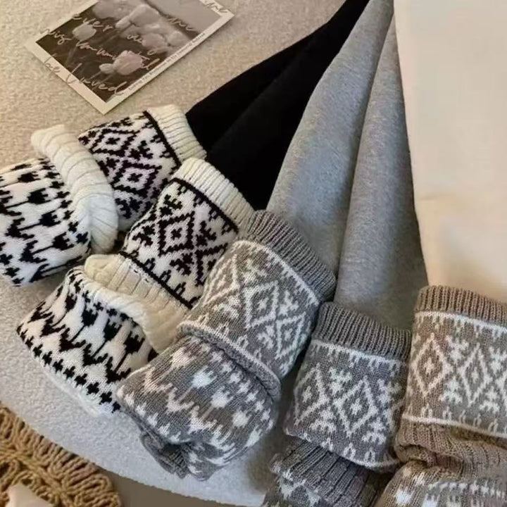 【90-140】フェアアイル柄レッグウォーマー風レギンス