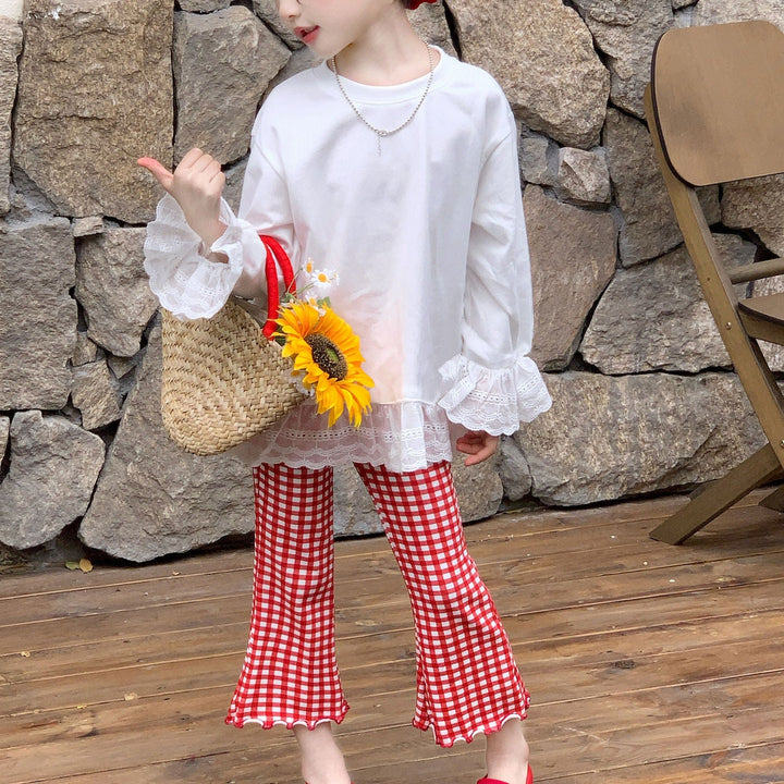 【90-140】レースデザインロングTシャツ