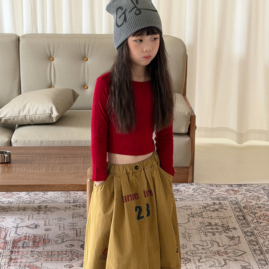 【100-150】バックデザインショート丈カットソー
