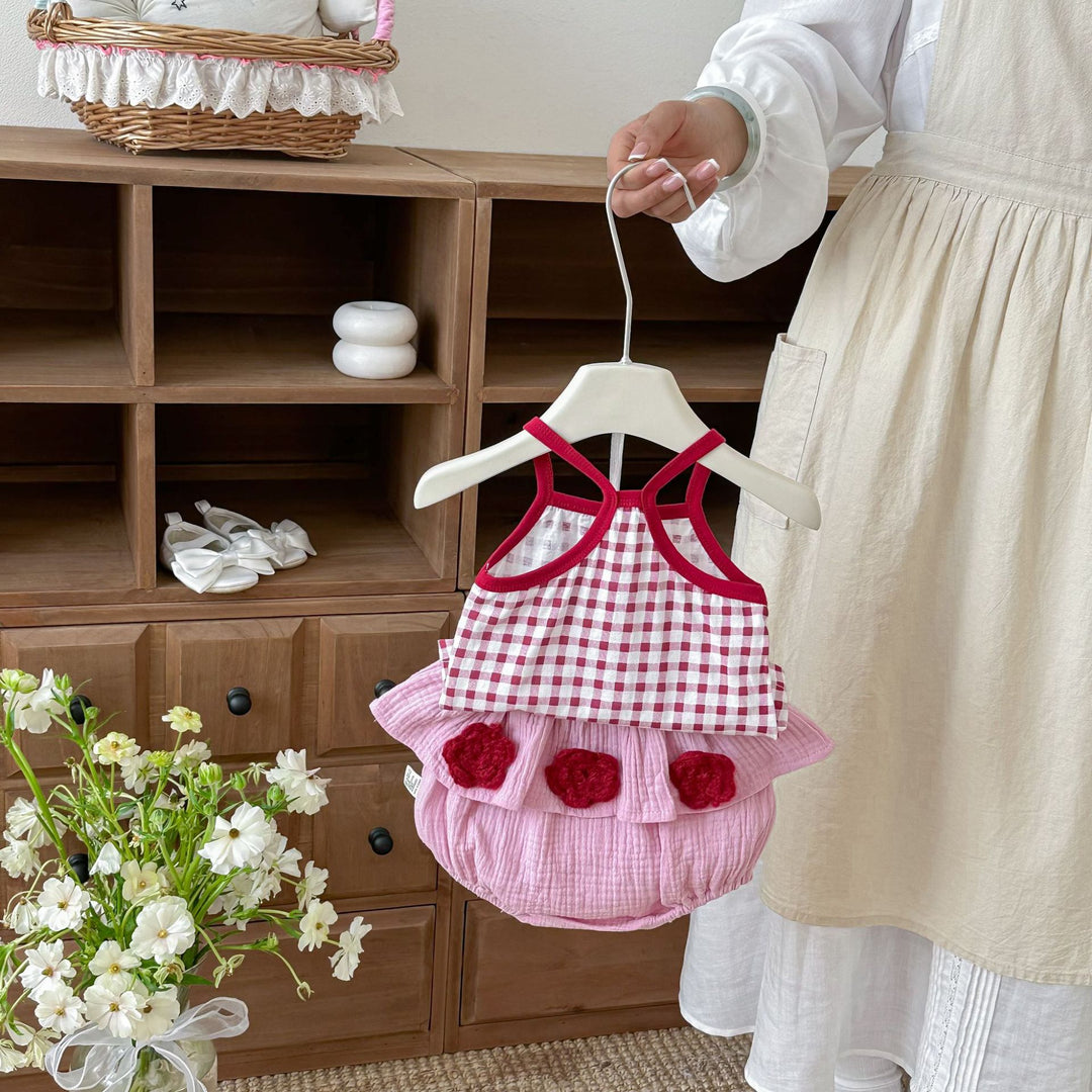 【73-110】キャミソール×バラモチーフブルマセット