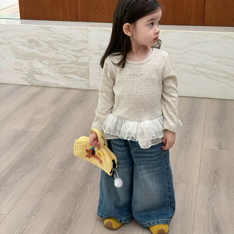 【80-130】ワイドデニムロングパンツ