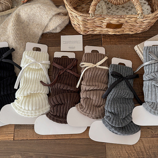 ワンポイントリボンレッグウォーマー