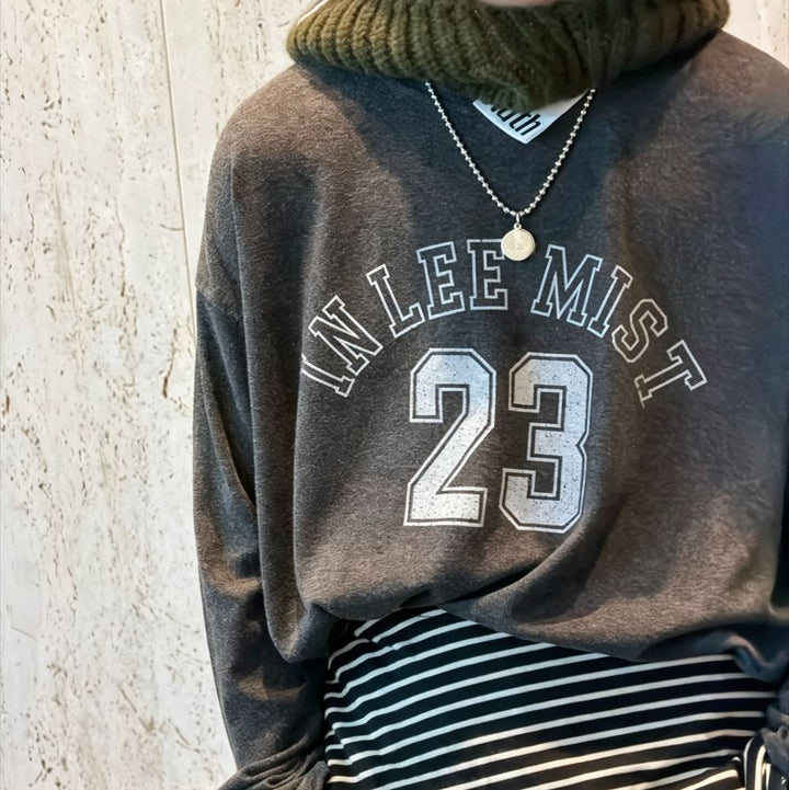 【90-150】ロゴ＆23デザイン長袖トップス