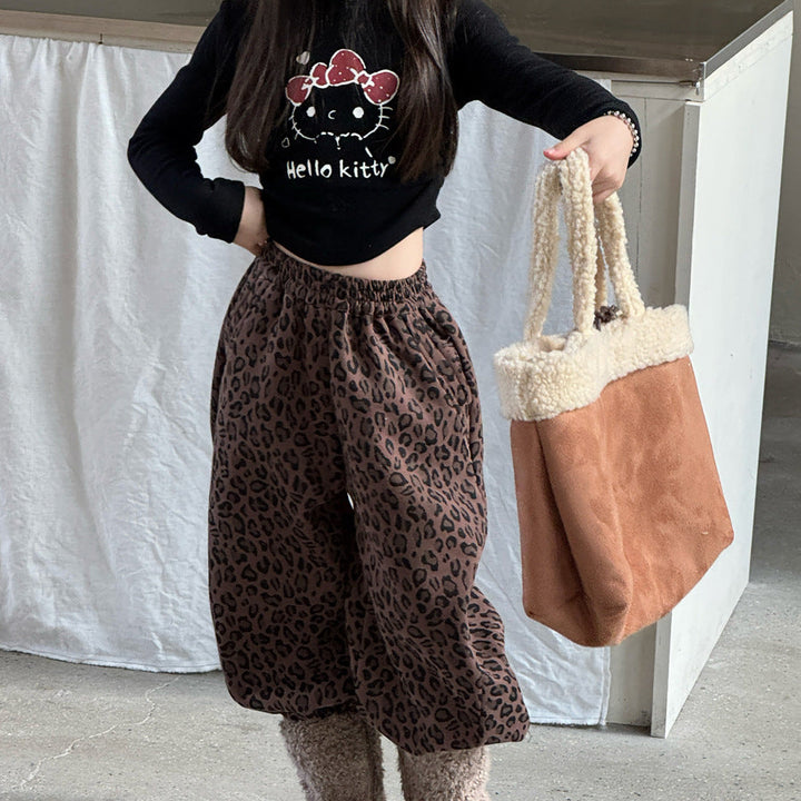 【90-150】レオパード柄リラックスパンツ