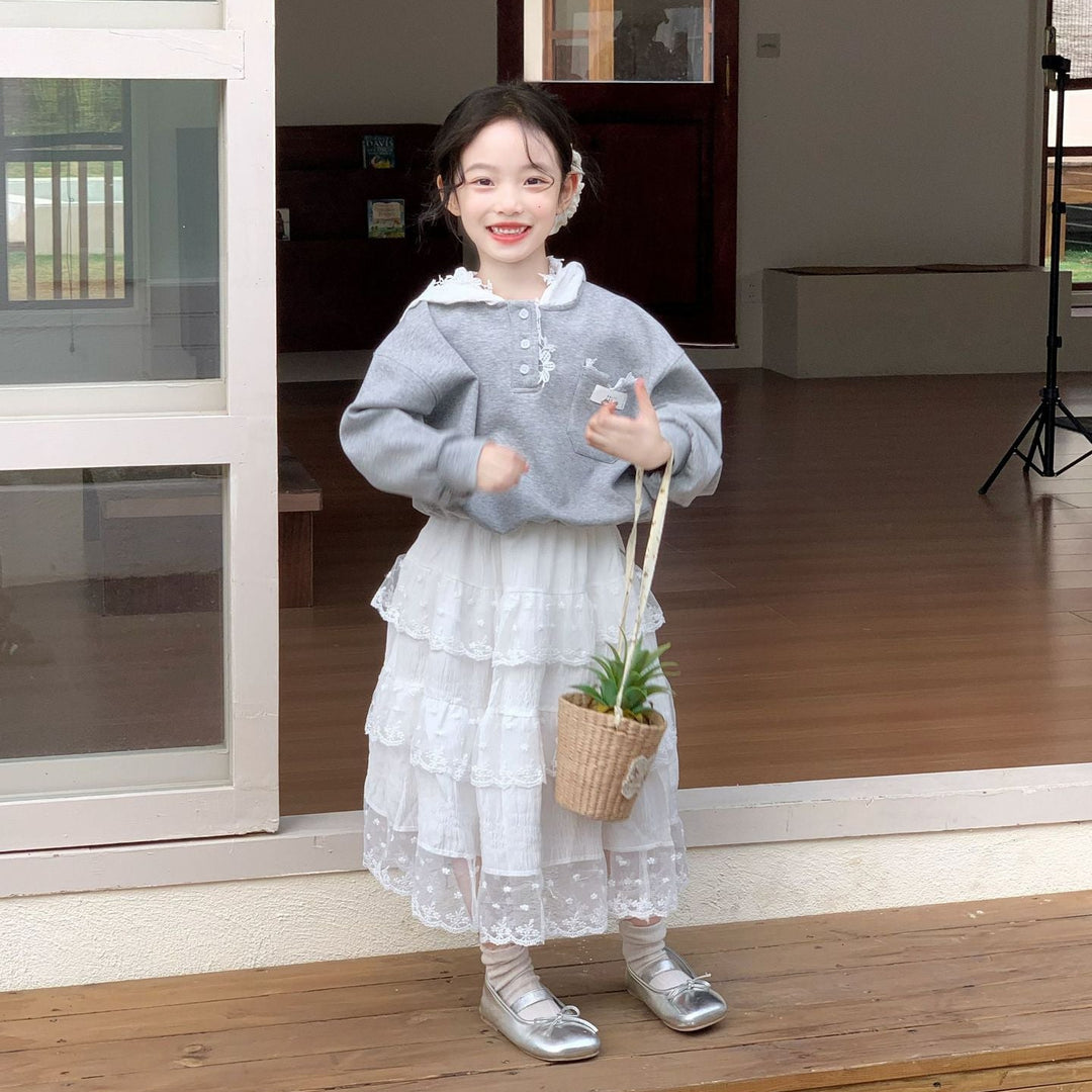 【90-140】レースフーディースウェットプルオーバー