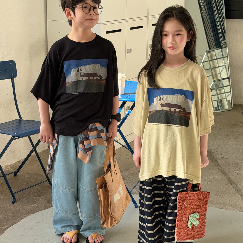【100-150】HOLLY WOODデザインTシャツ