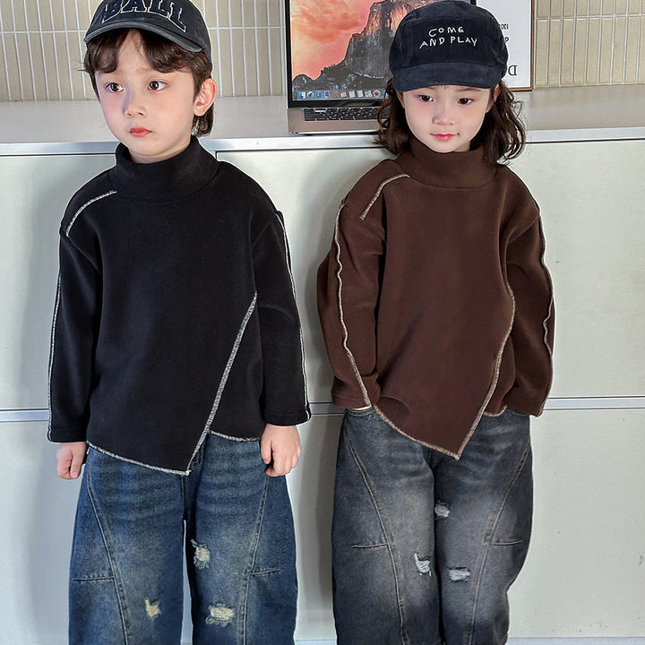 【80-140】アシンメトリーハイネックトップス