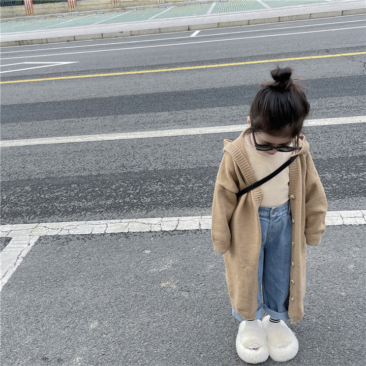 【90-140】フーディーニットロングカーディガン