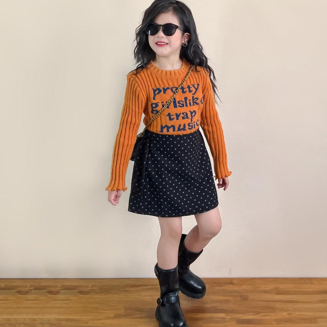 【90-140】フロントロゴリブニットトップス